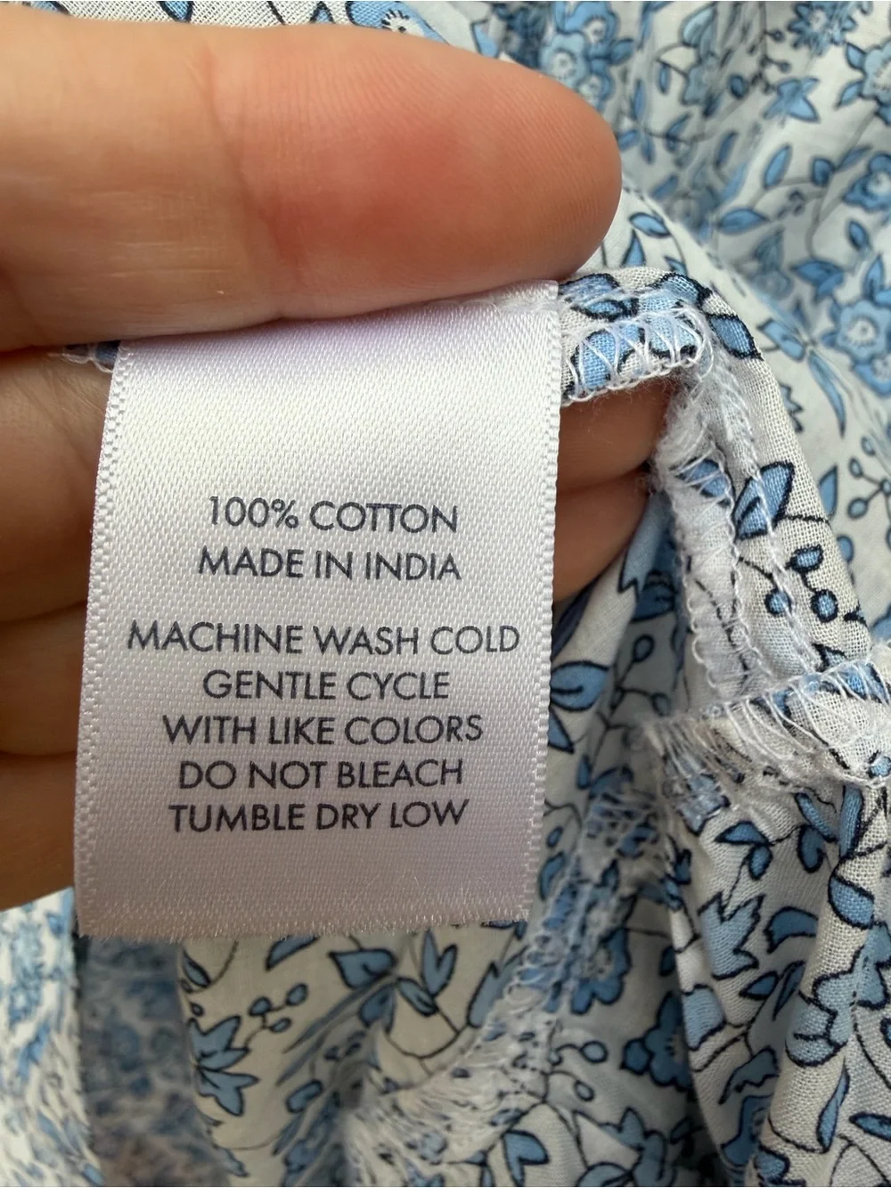 LAKE dress cotton pintucking mini floral print blue and white medium M